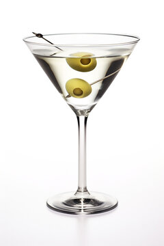 martini glass with olives