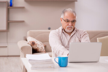 Old male boss employee working from home