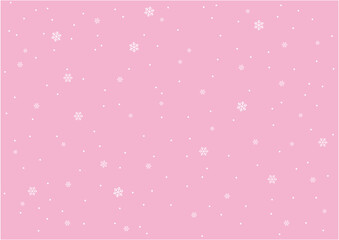ピンク色の背景に降る雪の結晶のイラスト