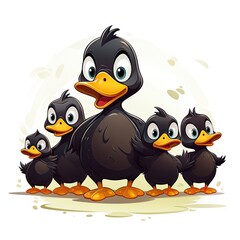 Fototapeta premium Adorable Duck in cartoon style isolated on a white background