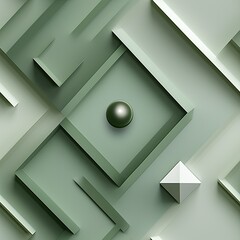 Explore the timeless allure of geometry through this seamless artwork, featuring soothing green hues against a pristine white backdrop, tailored for contemporary tastes.