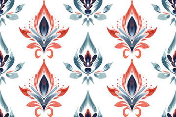 Abstract flower ethnic seamless pattern design. Aztec African fabric mandala boho textured textile decorative. Tribal motifs native vector background 