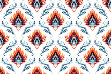 Abstract flower ethnic seamless pattern design. Aztec African fabric mandala boho textured textile decorative. Tribal motifs native vector background 