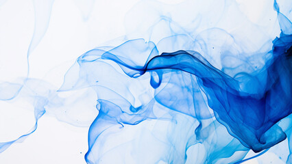Fototapeta na wymiar Blue ink painting on a white background, blue and white abstract background, Generative AI