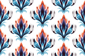 Abstract flower ethnic seamless pattern design. Aztec African fabric mandala boho textured textile decorative. Tribal motifs native vector background 