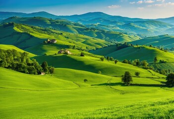 A land of rolling hills and green meadows, filled with peaceful villages