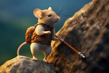 traveler rats and mountain climbing rats Made with Generative AI - obrazy, fototapety, plakaty