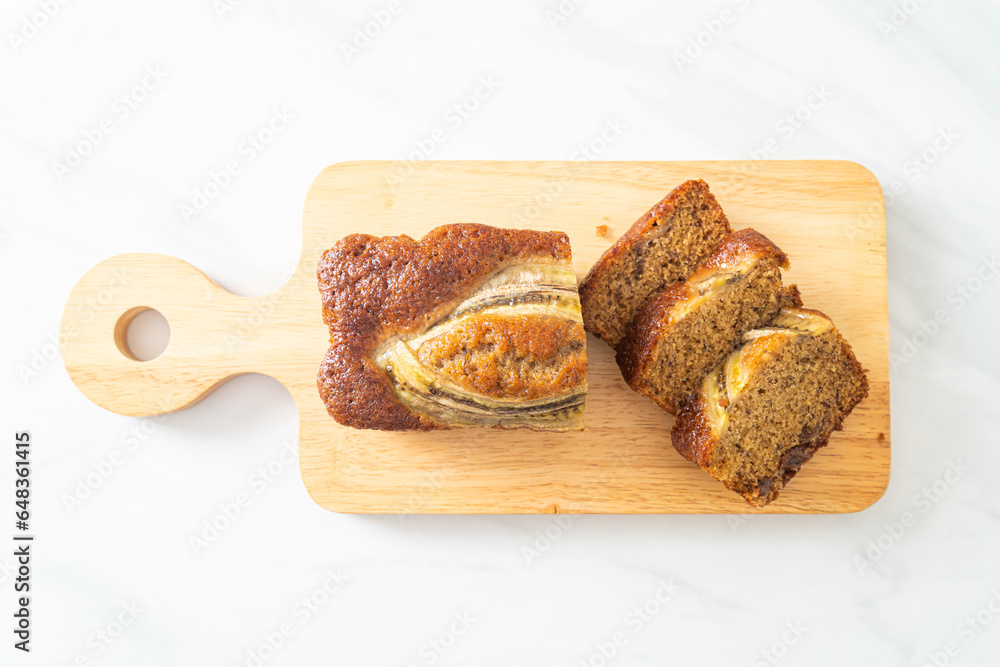 Wall mural banana cake on wood board