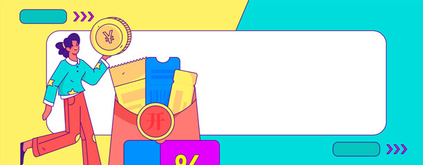 Fototapeta premium Online shopping e-commerce flat vector concept operation illustration 
