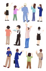 Obraz premium 色んな職業の後姿が主な人物イラストのセット