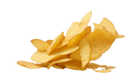 Naklejka premium Flying Potatoes Chips On Transparent Background Png