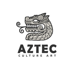 hand drawn aztec dragon head vector