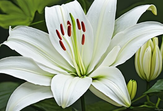 A single white lily with graceful petals