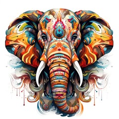Fototapeta na wymiar Colorful Elephant in cartoon style isolated on a white background