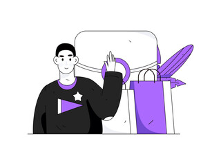 Online shopping e-commerce flat vector concept operation illustration
