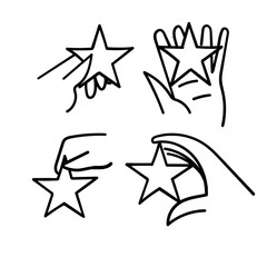 hand drawn doodle hand holding star shape illustration vector