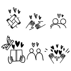 hand drawn doodle care and love icon related illustration © devitaayu