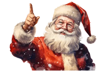 Fotobehang santa with finger aside nose making magic vintage illustration isolated on a transparent background, generative ai © Perfect PNG