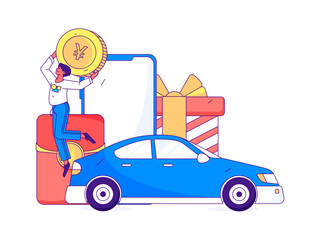 White-collar taxi ride flat vector concept operation illustration