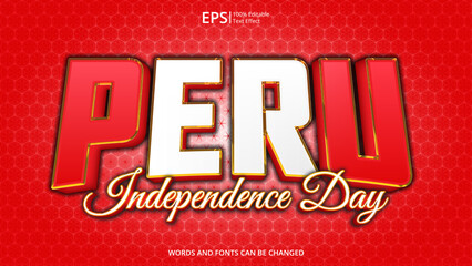 peru editable text effect with peru flag pattern concept design vector illustration suitable for poster design on holiday, feast day or national independence day on peru