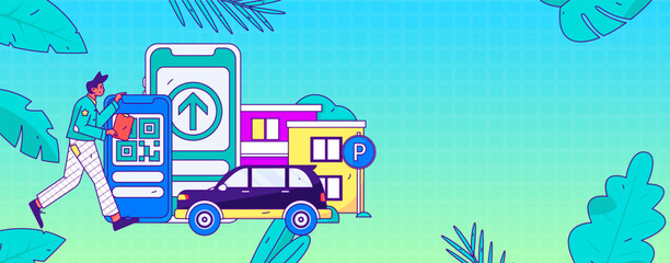 White-collar taxi ride flat vector concept operation illustration