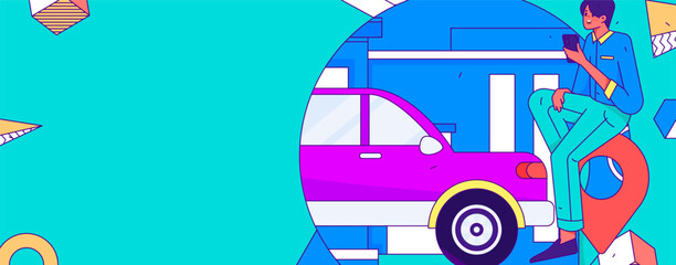 White-collar taxi ride flat vector concept operation illustration