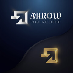 Arrow Up Square Shape with Negative Space Logo 