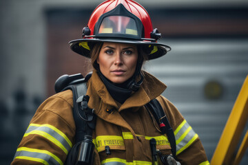 female firefighter in action