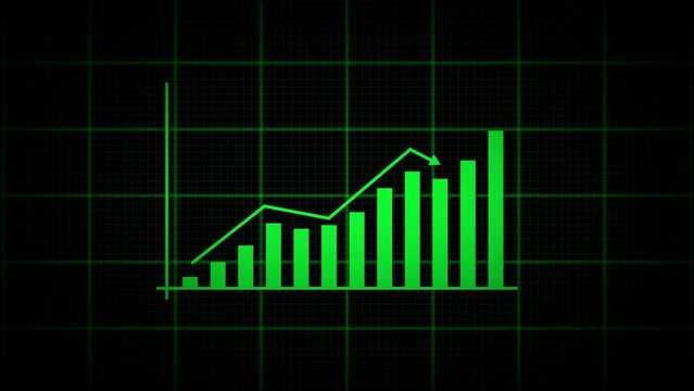 Business graph chart bar growth report animation arrow growth business concept over 4k resolution.Glowing success growth graph animation .