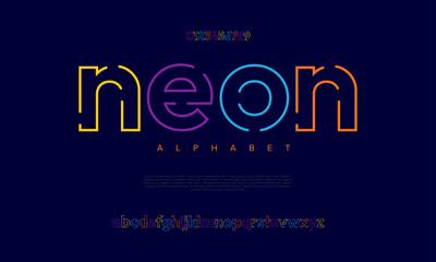 Neon creative modern urban alphabet font. Digital abstract moslem, futuristic, fashion, sport, minimal technology typography. Simple numeric vector illustration