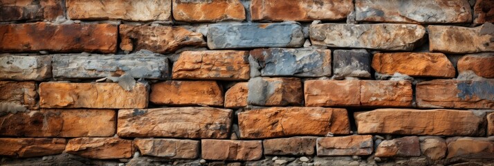 Fototapeta premium illustration of brick wall outdoor street side, abstract background, generative AI