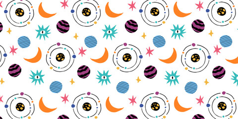 cute kids space pattern background