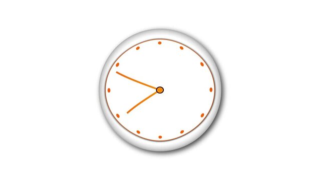 Time lapse clock animation on white background.Modern Clock Animated video,  counting down clock animation