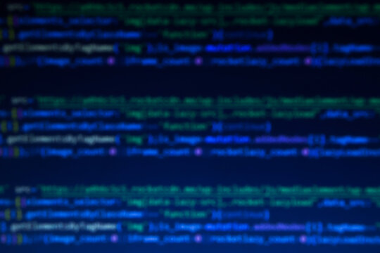 Blur Technology background. Unfocused coding screen.