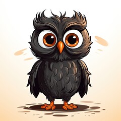 Philosophical Owl leads a discussion in cartoon style isolated on a white background