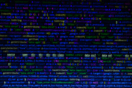 Defocused programming code screen. Blur background