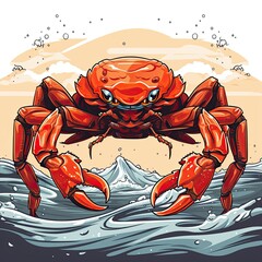 Cute crab in cartoon style isolated on a white background