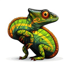 Imaginative chameleon in cartoon style isolated on a white background