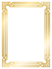 Art Deco gold frame vintage frame line geometric wedding label card frame png transparent background