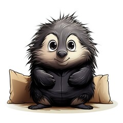 Cute Hedgehog in cartoon style isolated on a white background