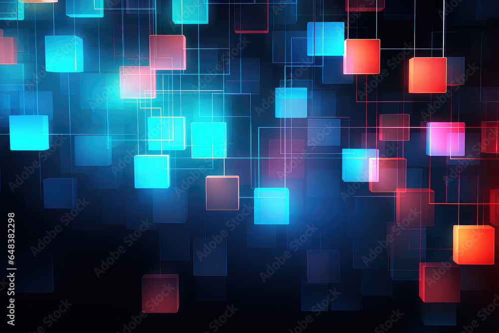 Aufkleber abstract technology futuristic digital concept square pattern with lighting glowing particles square