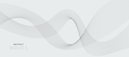 Abstract wave element for design. Digital frequency track equalizer. Stylized line art background. Vector illustration. Wave with lines created using blend tool. Curved wavy line, smooth stripe.