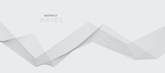 Abstract wave element for design. Digital frequency track equalizer. Stylized line art background. Vector illustration. Wave with lines created using blend tool. Curved wavy line, smooth stripe.