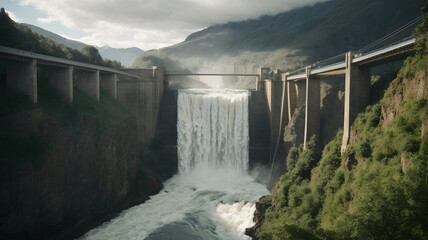 dam on the river in mountains