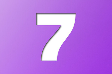Purple confetti font number 7 isolated on transparent background.