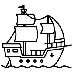 Pirate ship single outline icon. Transportation illustration for templates, web design and infographics	
