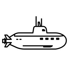 Military submarine outline icon. Transportation illustration for templates, web design and infographics	
