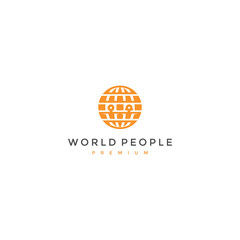 World people logo design vector. premium logo