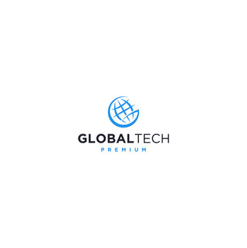 global tech logo design concept, Global Tech Logo Template Stock Vector, premium logo