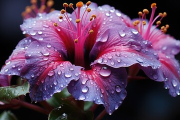 Stunning macro shot of a blooming flower with dew drops